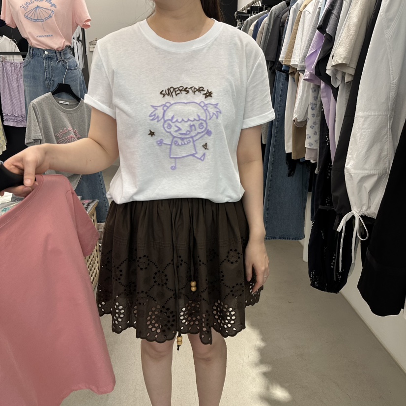 A.CES韓國直郵女裝新款26春夏休閑人氣時尚26夏季熱賣T恤A.CEST恤圖色2