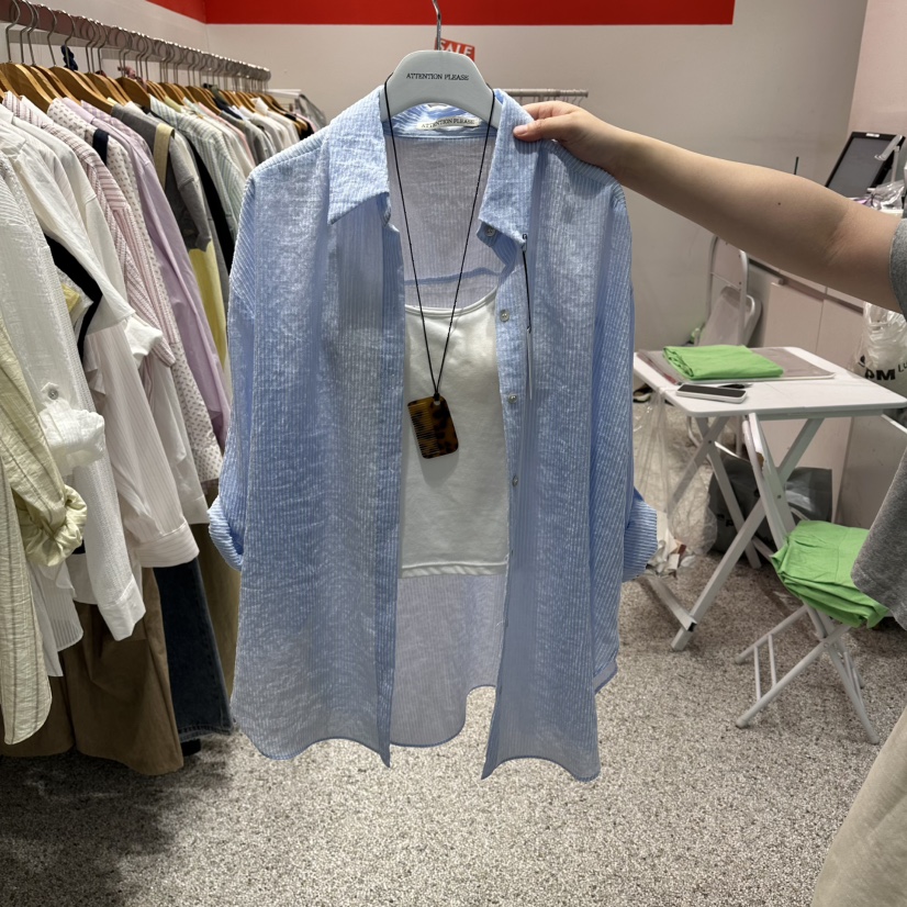 ATPZ韓國代購女士新品26夏季時尚26春夏襯衫蕾絲衫不含配飾ATTENTION PLEAES襯衫/蕾絲衫圖色1