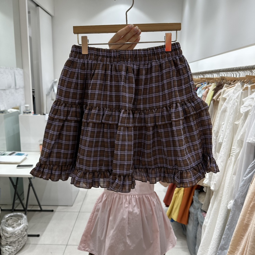 XPARTY韓國東大門代購女裝新品26夏季熱賣時尚26春夏裙褲格子XPARTY裙褲