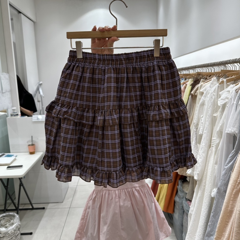 XPARTY韓國東大門代購女裝新品26夏季熱賣時尚26春夏裙褲格子XPARTY裙褲圖色2