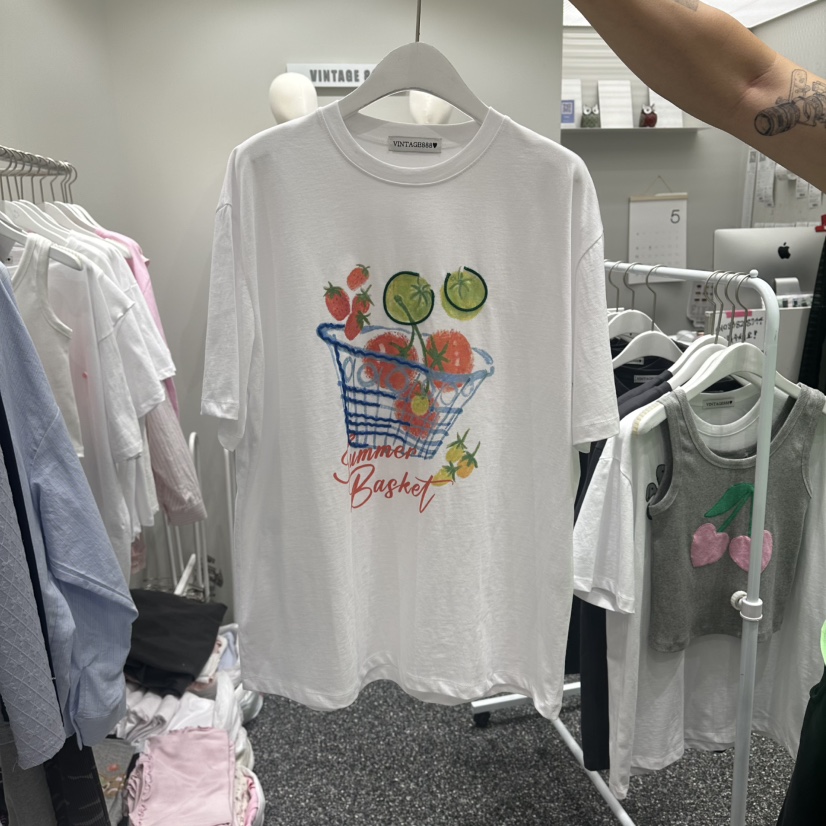 VINTAGE 888韓國直郵女士新款人氣26夏季26春夏職業推薦T恤VINTAGE888/TRIPLE EIGHTT恤圖色1