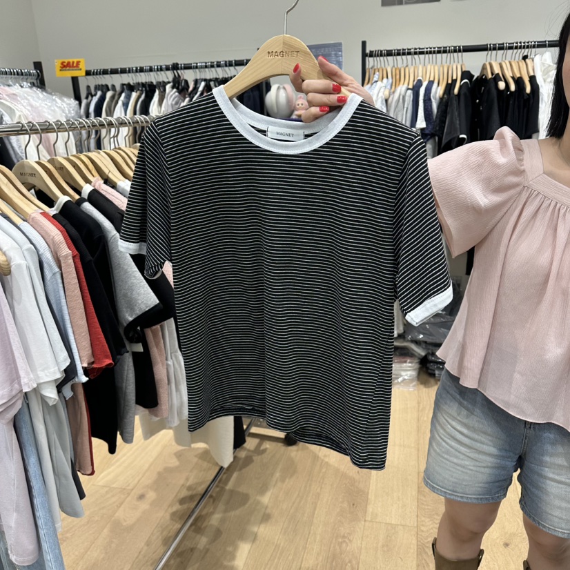 M.G.N韓國代購女裝新品時尚推薦職業熱賣26夏季T恤條紋MAGNETT恤圖色2