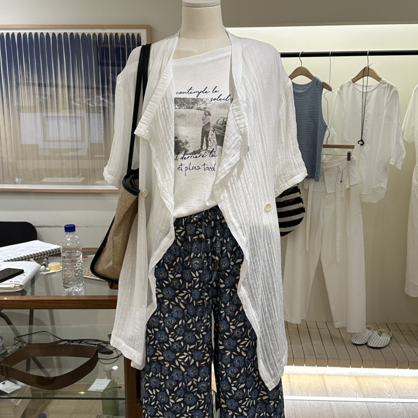 WINSOME韓國直郵女士新品推薦人氣26夏季襯衫蕾絲衫含腰帶WINSOME襯衫/蕾絲衫圖色1