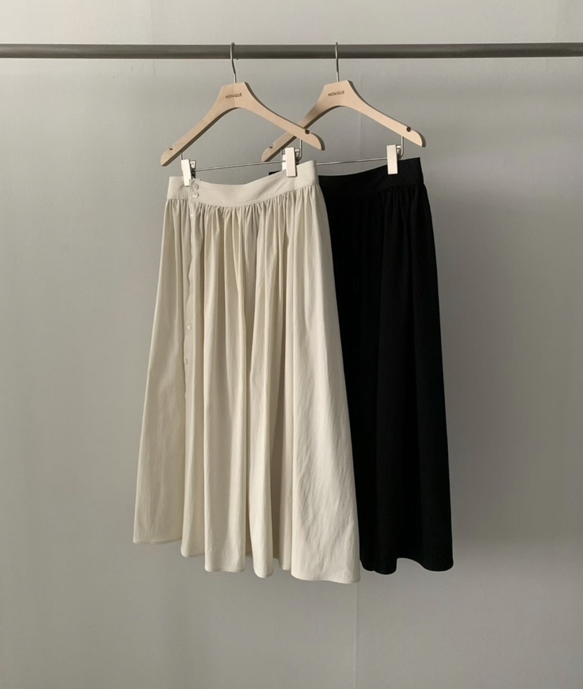 MONIQUE韓國代購女裝新品休閑職業26春夏半身裙中短裙褶裥MONIQUE半身裙/中短裙圖色2左二色