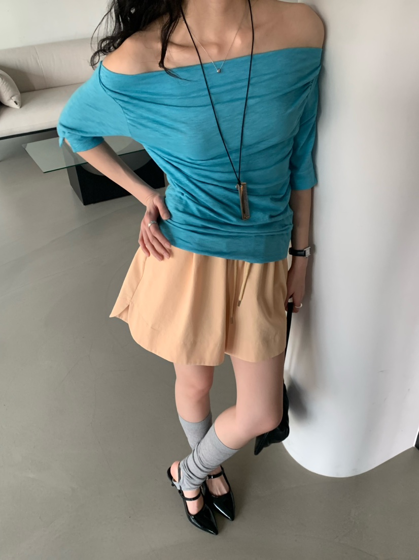 MIXXIN韓國直郵女士新款26夏季時尚職業熱賣休閑人氣T恤披肩MIXXINT恤圖色3