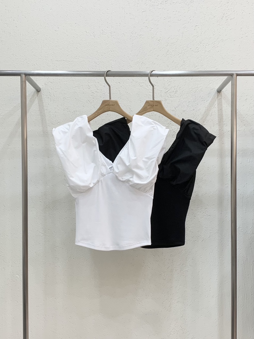 LIGHT AND SALT韓國直郵女士新品推薦吊帶背心荷葉邊羅紋LIGHT AND SALT吊帶/背心