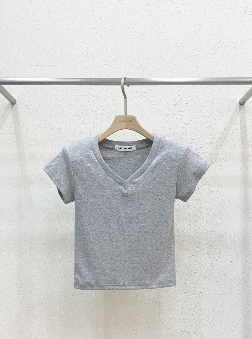 LIGHT AND SALT韓國東大門代購女士新品職業人氣T恤V領LIGHT AND SALTT恤圖色2