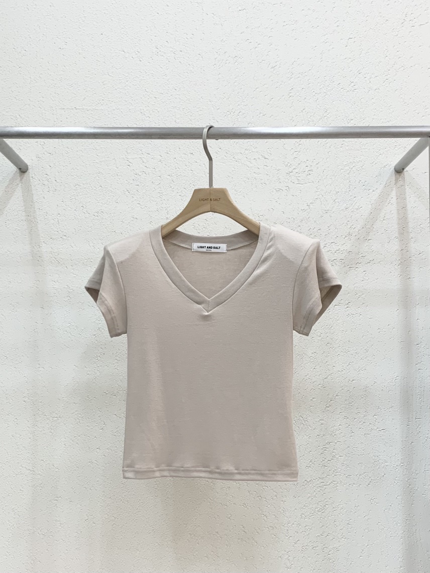 LIGHT AND SALT韓國東大門代購女士新品職業人氣T恤V領LIGHT AND SALTT恤圖色3