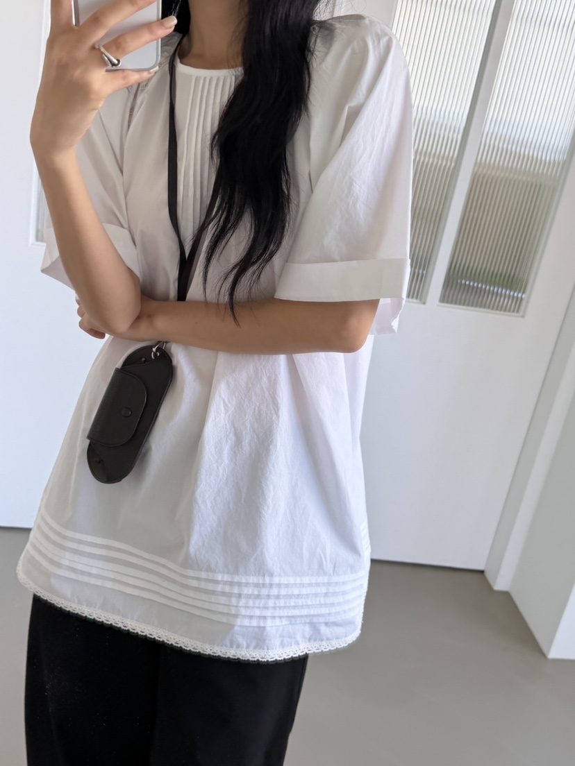 KARE/WEREPIECE韓國代購女士新品人氣襯衫蕾絲衫插肩袖褶裥KARE/WEREPIECE襯衫/蕾絲衫