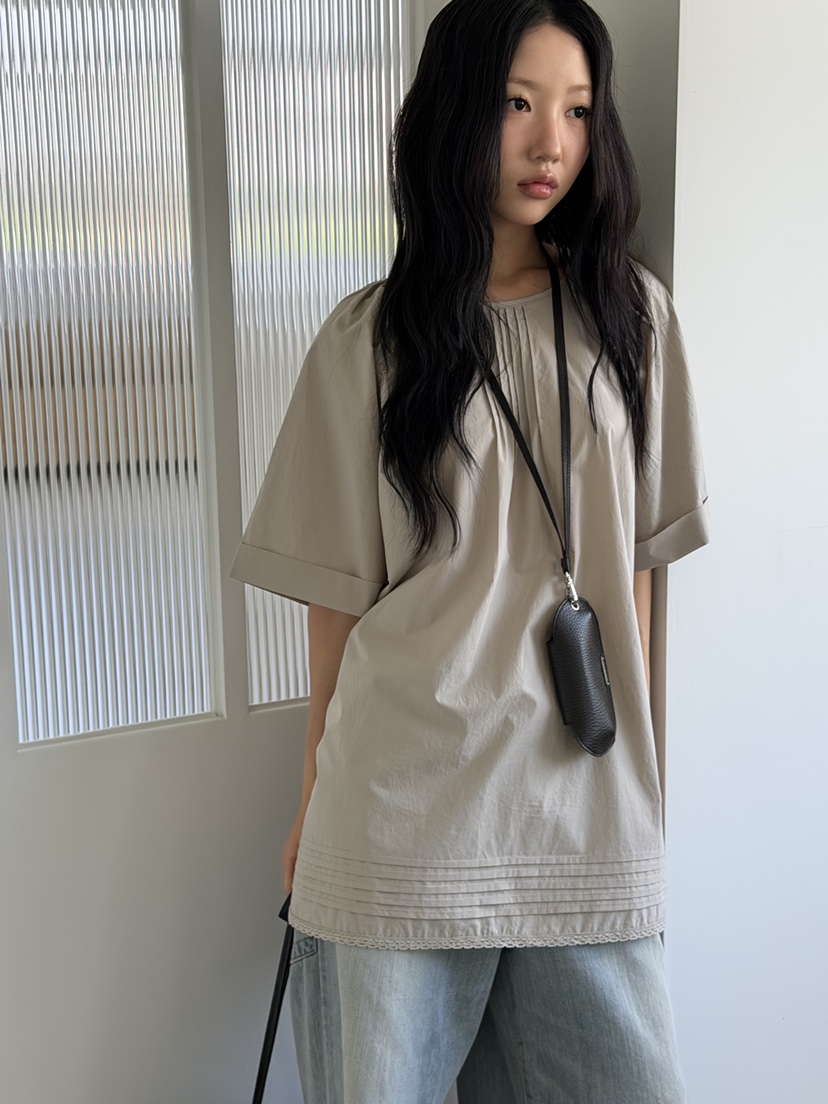 KARE/WEREPIECE韓國代購女士新品人氣襯衫蕾絲衫插肩袖褶裥KARE/WEREPIECE襯衫/蕾絲衫