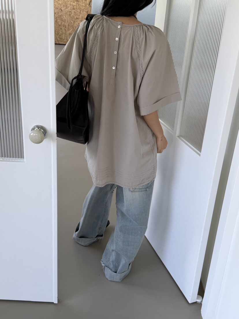 KARE/WEREPIECE韓國代購女士新品人氣襯衫蕾絲衫插肩袖褶裥KARE/WEREPIECE襯衫/蕾絲衫