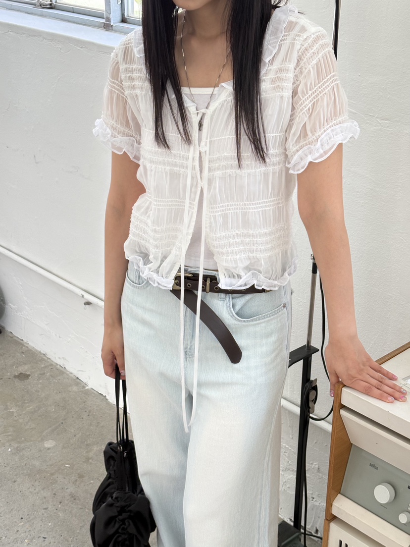 Verbena韓國直郵實拍女士新款休閑人氣襯衫蕾絲衫不含內搭Verbena襯衫/蕾絲衫