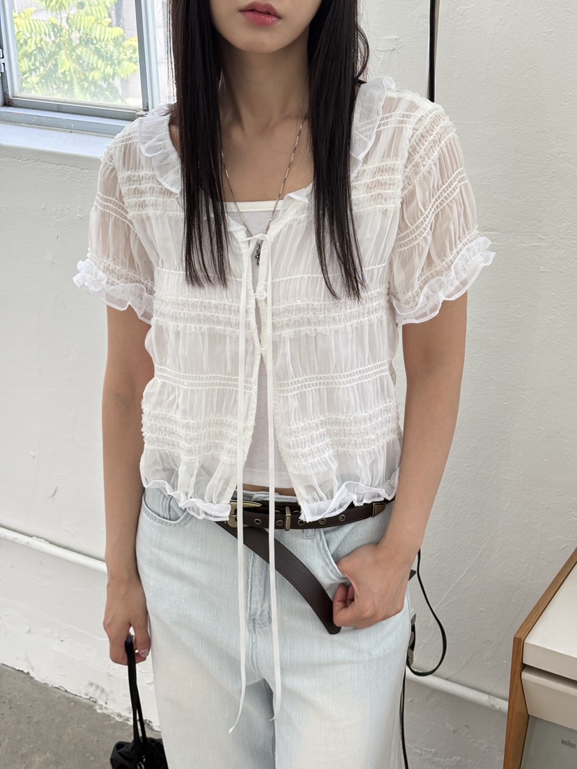 Verbena韓國直郵實拍女士新款休閑人氣襯衫蕾絲衫不含內搭Verbena襯衫/蕾絲衫