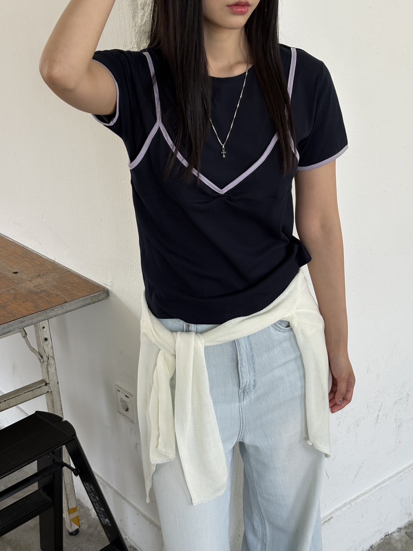 Verbena韓國東大門直郵女裝新品26夏季時尚推薦T恤假兩件VerbenaT恤
