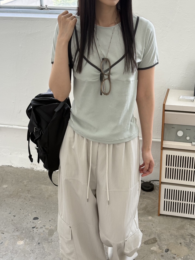 Verbena韓國東大門直郵女裝新品26夏季時尚推薦T恤假兩件VerbenaT恤
