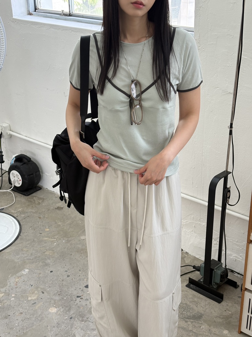 Verbena韓國東大門直郵女裝新品26夏季時尚推薦T恤假兩件VerbenaT恤