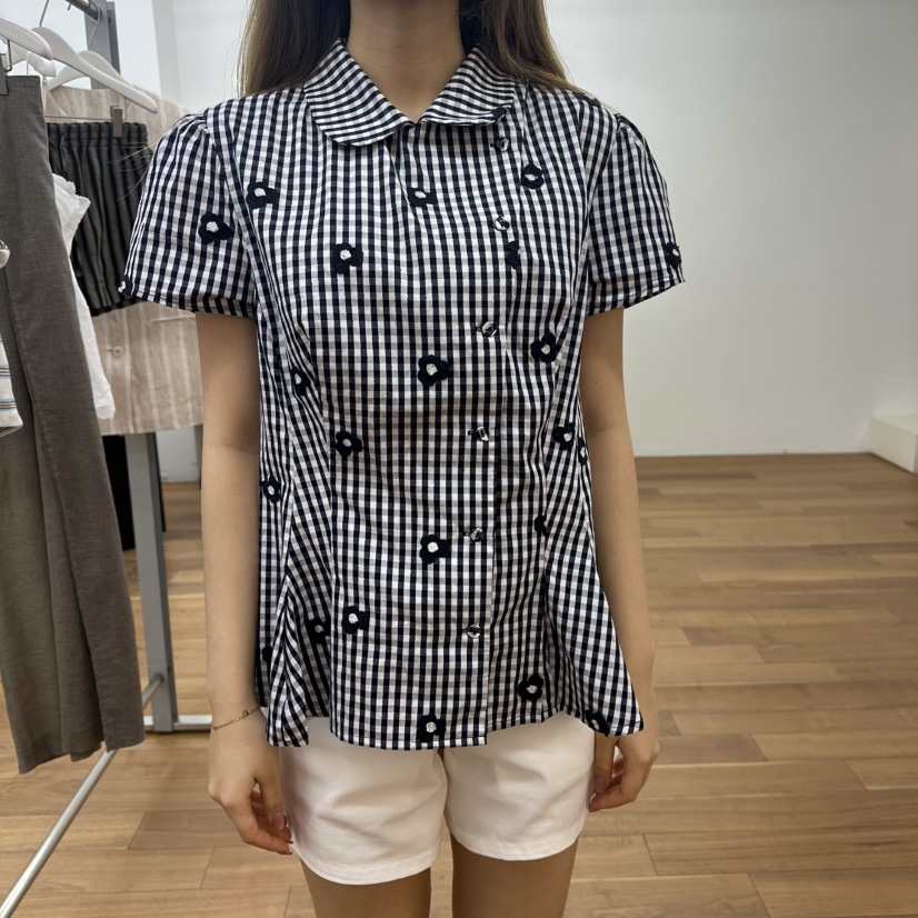 MYNAMEIS/AIME HOPE MAKE韓國代購女裝新款26春夏襯衫蕾絲衫刺繡格子MYNAMEIS/AIME HOPE MAKE襯衫/蕾絲衫圖色2