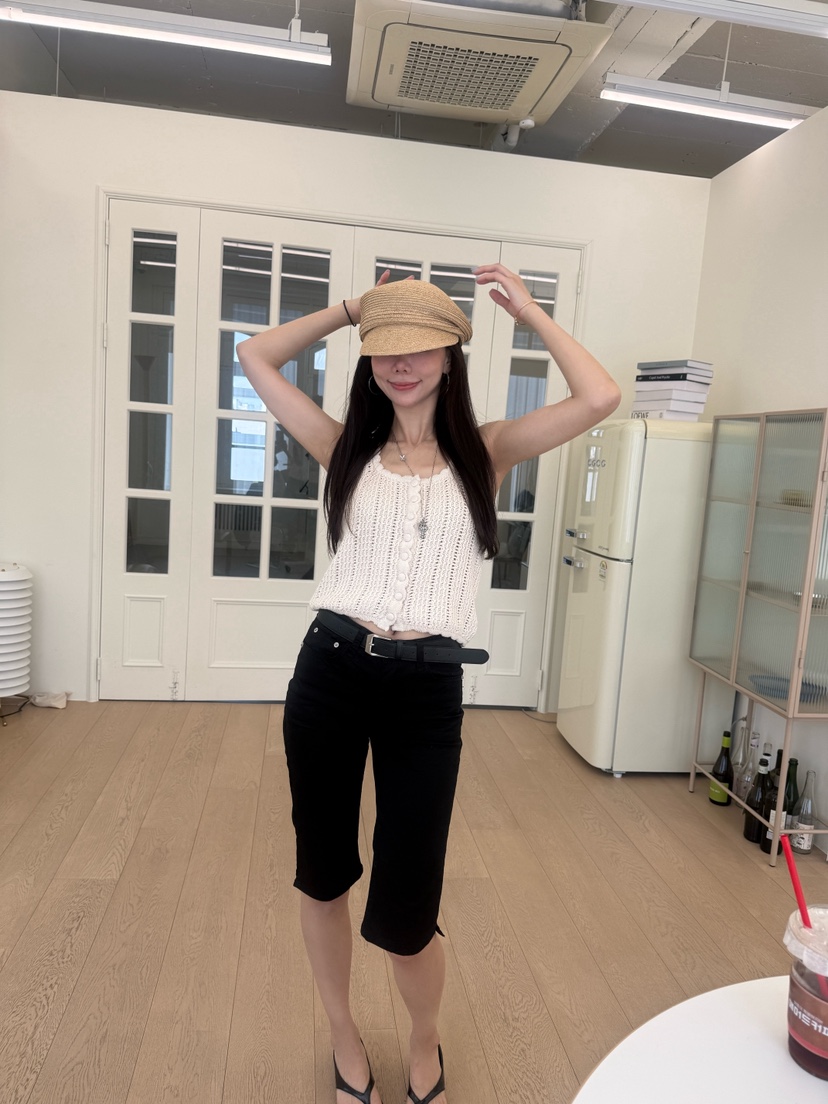LUMIPLE韓國直郵實拍女士新款推薦人氣休閑吊帶背心紐扣背心LUMIPLE吊帶/背心