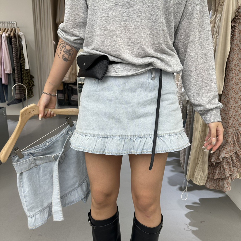 VAULT韓國代購女士新品時尚職業推薦休閑短褲含腰帶荷葉邊VAULT短褲