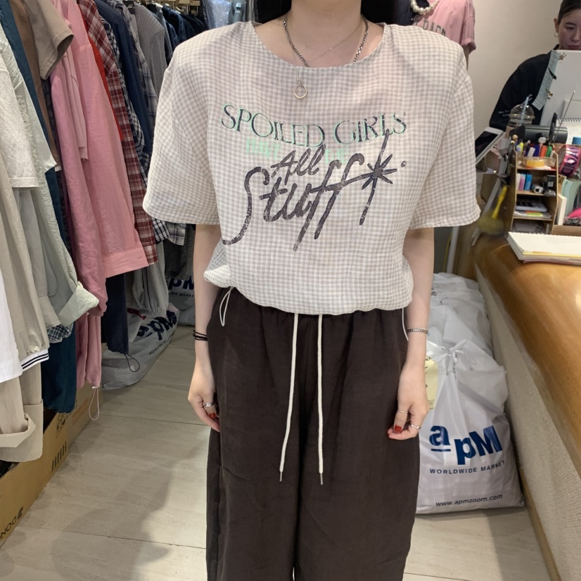BLACKFRIDAY韓國直郵女士新款推薦熱賣職業人氣休閑T恤亞麻BLACK FRIDAYT恤圖色1