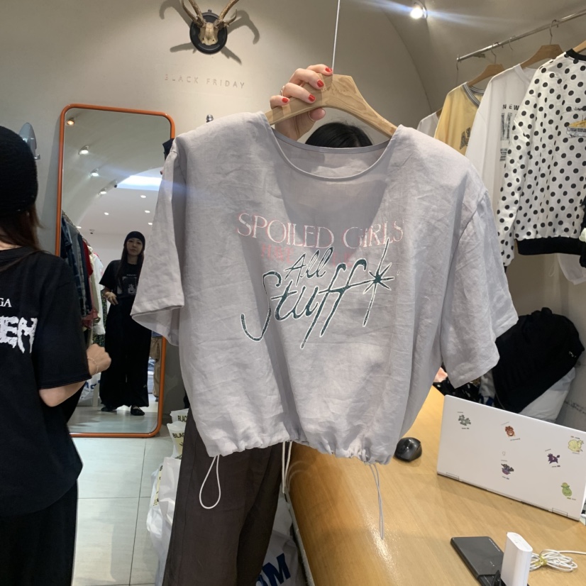 BLACKFRIDAY韓國直郵女士新款推薦熱賣職業人氣休閑T恤亞麻BLACK FRIDAYT恤圖色5