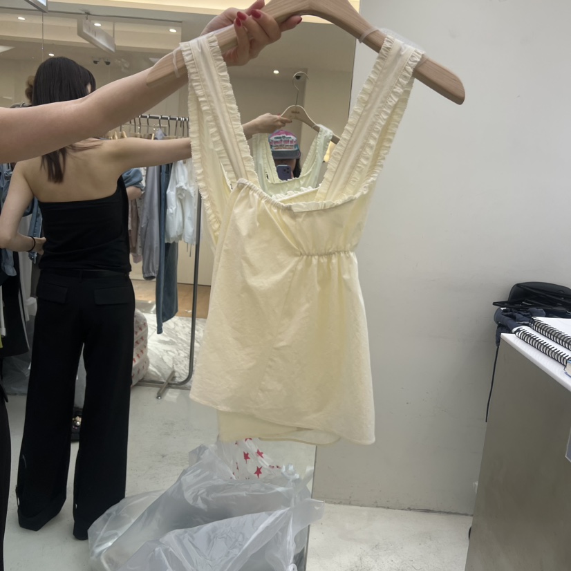 FLAUNT韓國東大門代購女裝新品推薦26春夏吊帶背心棉質綁帶FLAUNT吊帶/背心