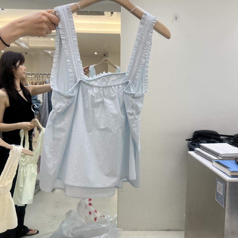 FLAUNT韓國東大門代購女裝新品推薦26春夏吊帶背心棉質綁帶FLAUNT吊帶/背心