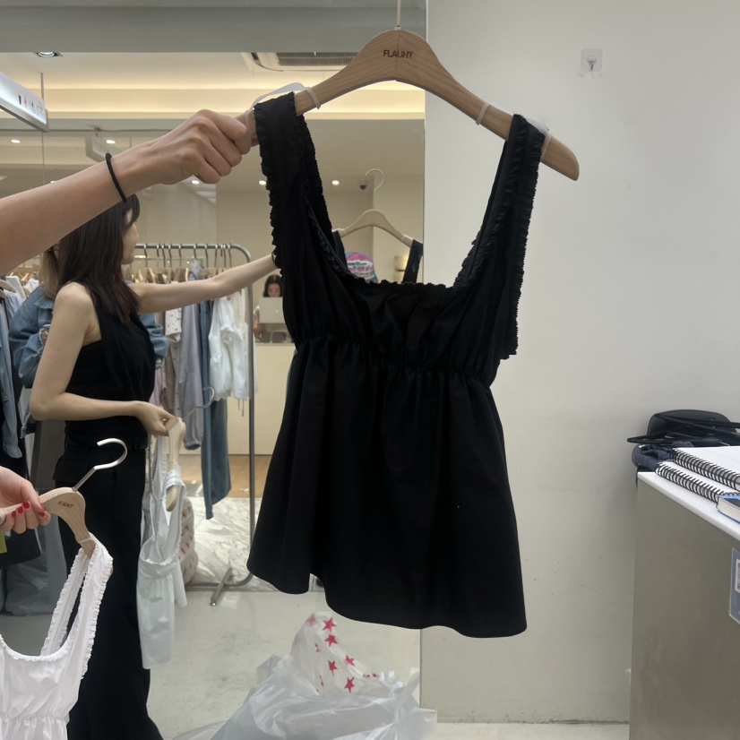 FLAUNT韓國東大門代購女裝新品推薦26春夏吊帶背心棉質綁帶FLAUNT吊帶/背心圖色2