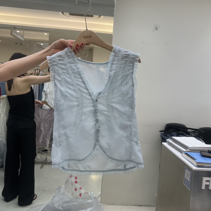 FLAUNT韓國東大門代購女士新品時尚推薦吊帶背心蕾絲紐扣FLAUNT吊帶/背心圖色3