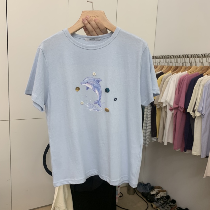 DOHWAJI東大門實拍韓國女士新品人氣休閑推薦職業熱賣T恤DOHWAJIT恤圖色2