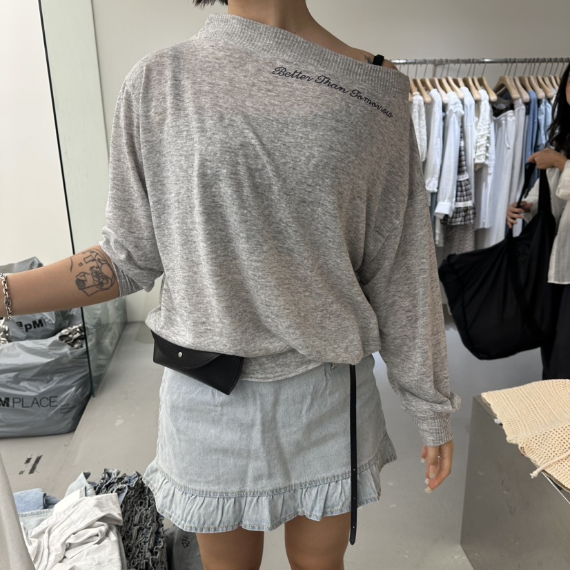 VAULT韓國直郵女士新款熱賣休閑人氣推薦長袖T恤刺繡亞麻VAULT長袖T恤