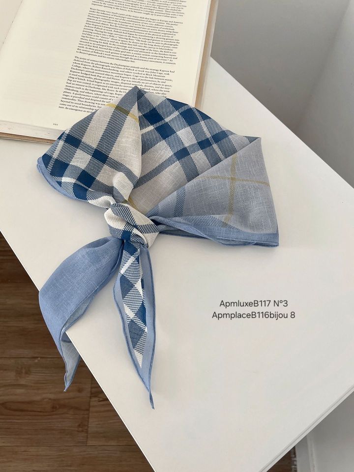 N3韓國東大門直郵女士新品26春夏時尚26夏季圍巾披肩格紋亞麻N3圍巾/披肩圖色1