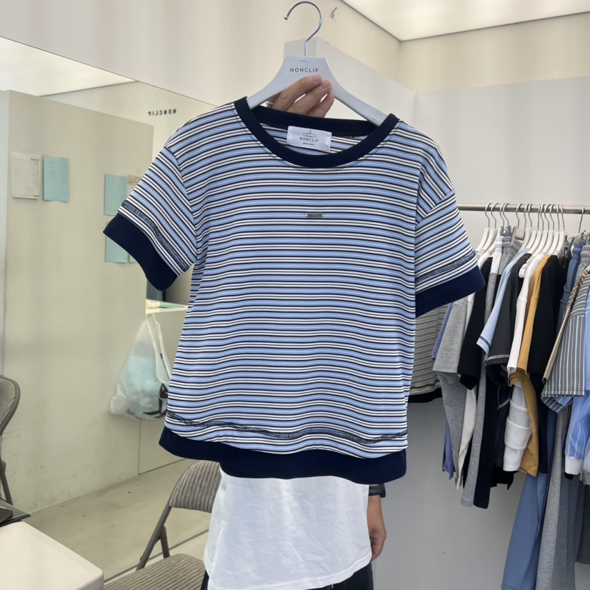 NON CLIP韓國直郵女士新品推薦26夏季休閑熱賣26春夏T恤條紋NON CLIPT恤圖色3