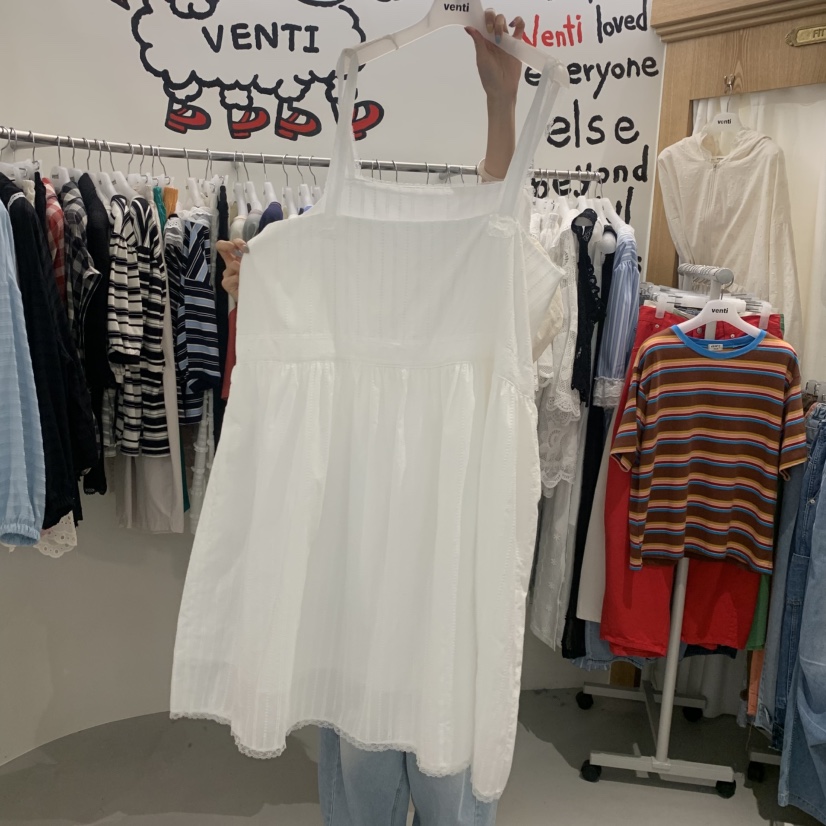 VENTI東大門實拍韓國女裝新款人氣休閑時尚連衣裙吊帶裙格紋VENTI連衣裙