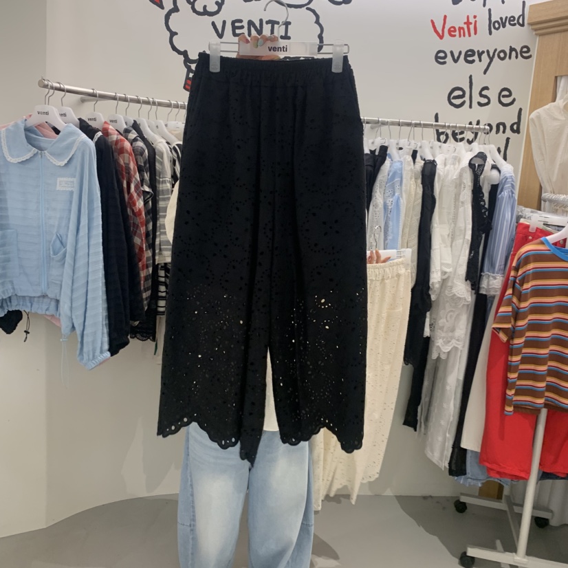 VENTI韓國直郵女裝新品時尚推薦熱賣人氣職業26春夏休閑褲蕾絲VENTI休閑褲圖色2