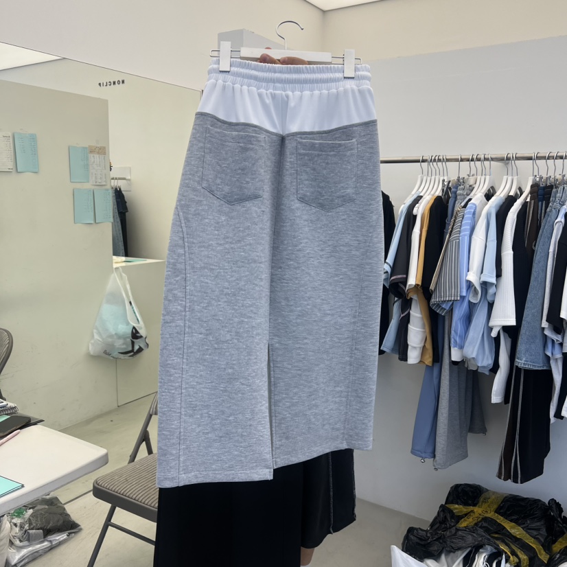 NON CLIP韓國代購女裝新品熱賣職業半身裙中短裙撞色條紋NON CLIP半身裙/中短裙