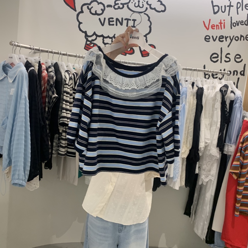 VENTI韓國直郵女裝新款推薦26春夏職業26夏季時尚T恤露肩VENTIT恤圖色2