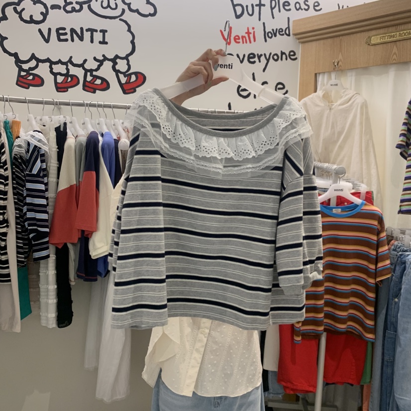 VENTI韓國直郵女裝新款推薦26春夏職業26夏季時尚T恤露肩VENTIT恤圖色3