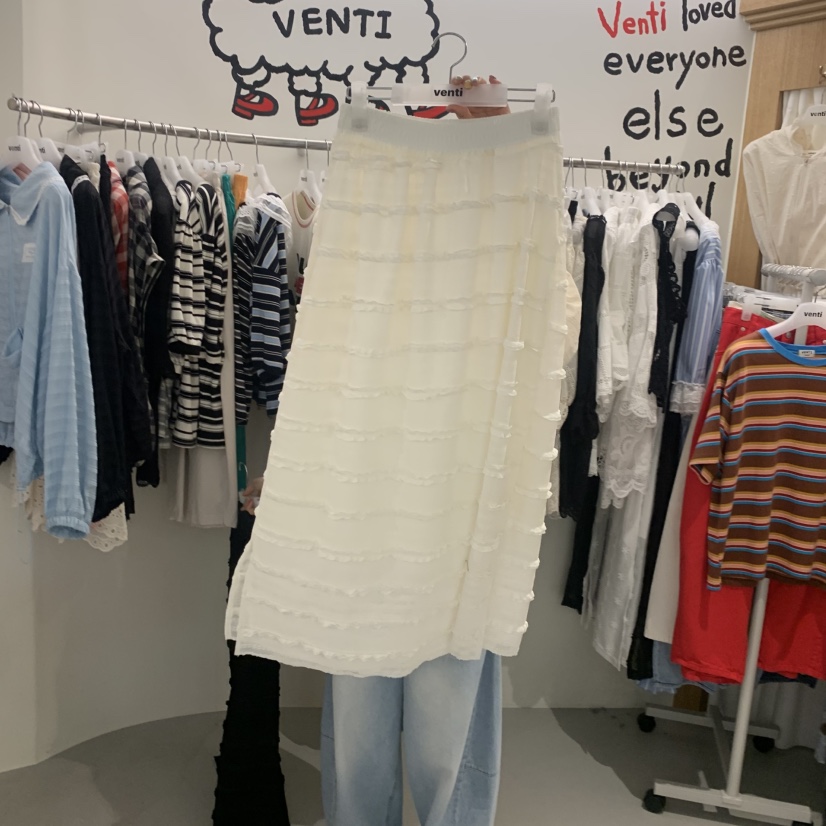 VENTI韓國直郵實拍女裝新品熱賣時尚職業推薦26夏季長裙荷葉邊VENTI長裙圖色1