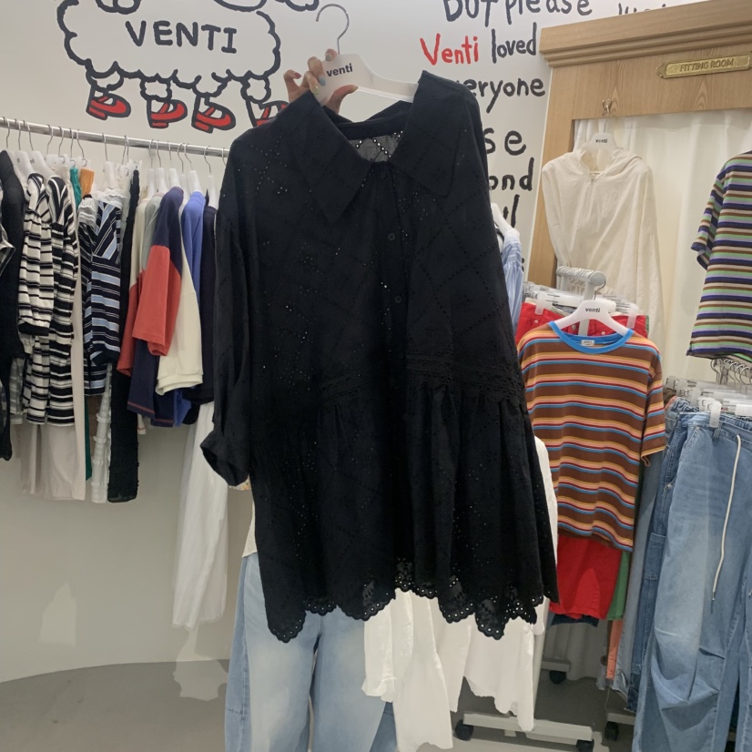 VENTI韓國代購女士新款26春夏職業人氣時尚襯衫蕾絲衫蕾絲VENTI襯衫/蕾絲衫圖色2