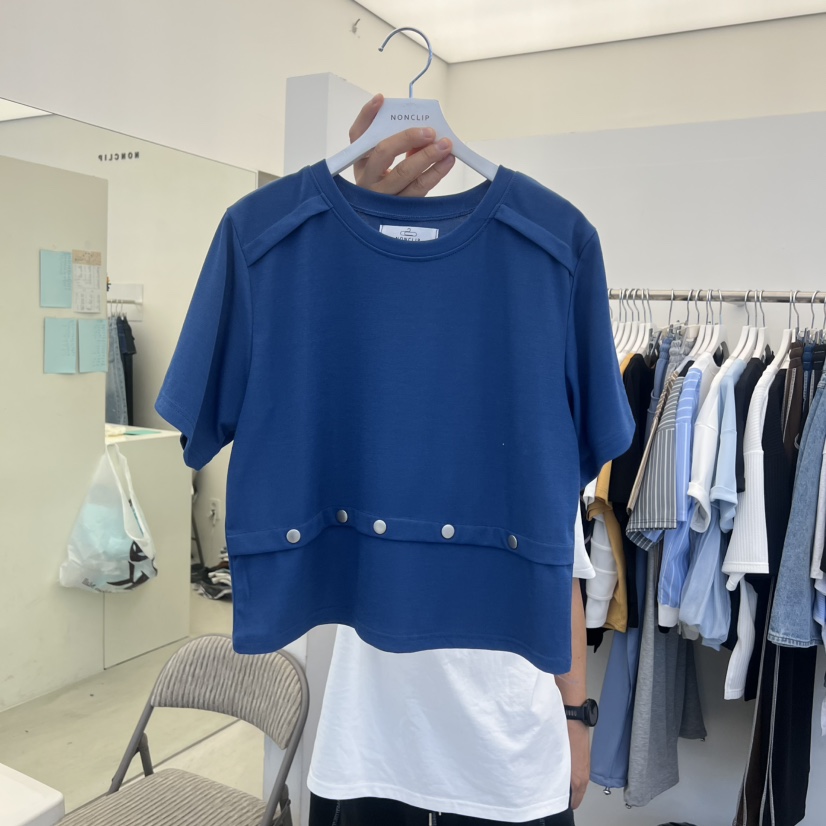 NON CLIP韓國直郵女士新品職業人氣26春夏26夏季T恤紐扣NON CLIPT恤圖色3