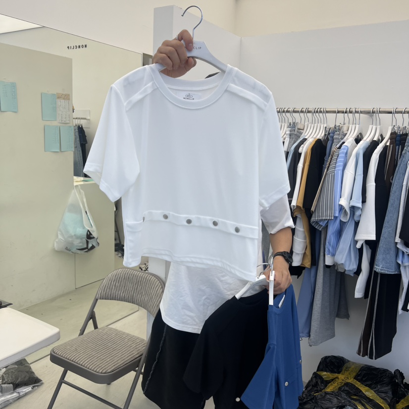 NON CLIP韓國直郵女士新品職業人氣26春夏26夏季T恤紐扣NON CLIPT恤圖色4