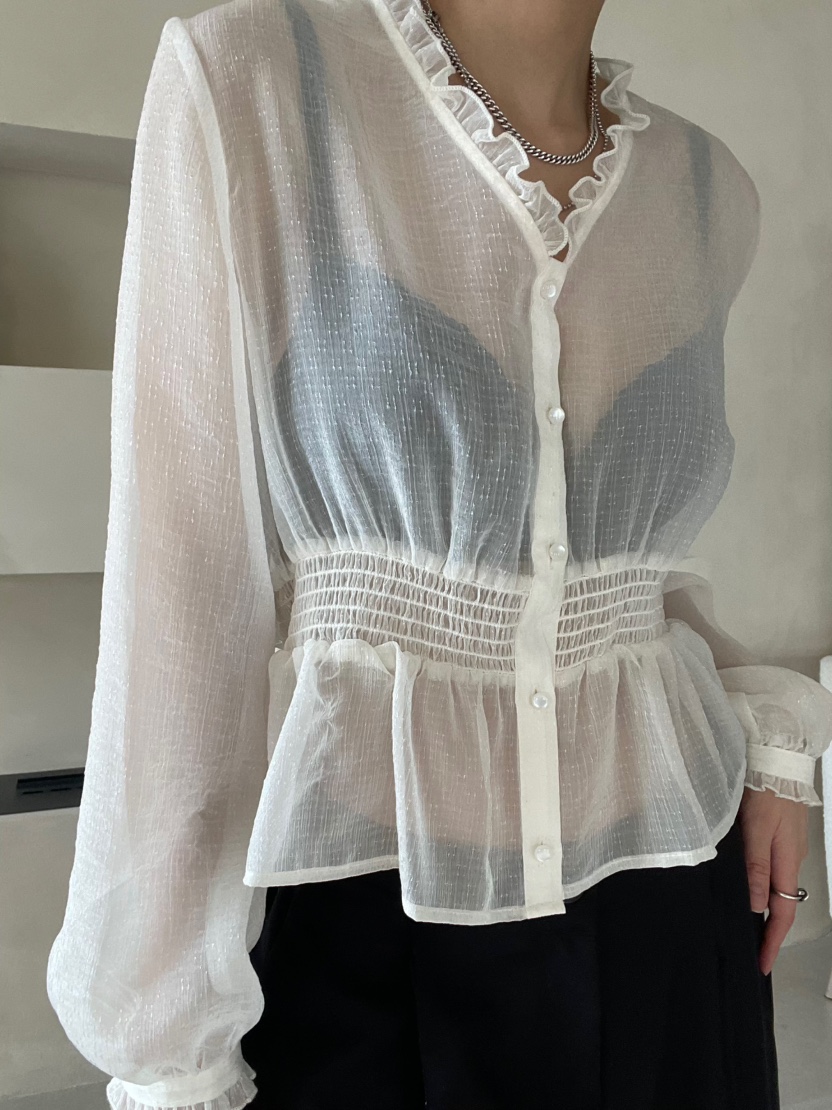 REIZ韓國直郵實拍女士新品26春夏推薦時尚休閑襯衫蕾絲衫REIZ襯衫/蕾絲衫