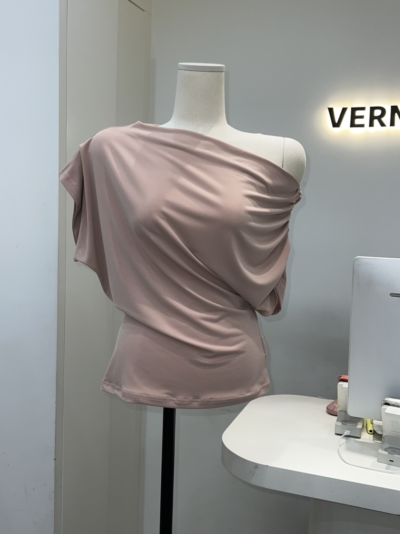 VERNI韓國東大門代購女士新品26春夏熱賣時尚26夏季T恤不對稱VERNIT恤圖色4