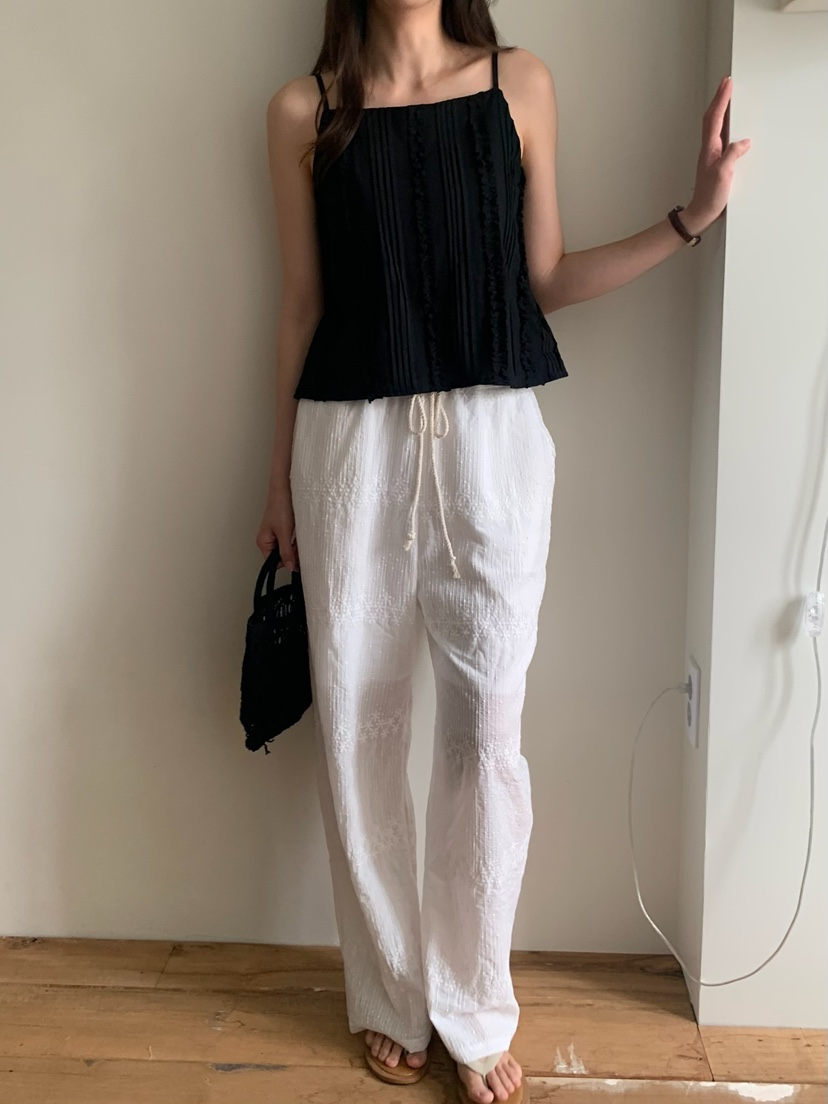 BLEECKER韓國直郵女裝新款26夏季推薦吊帶背心荷葉邊褶裥BLEECKER吊帶/背心