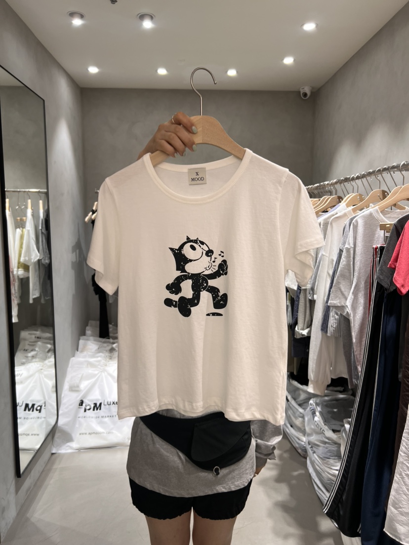 X-MOOD韓國直郵女士新品推薦時尚26春夏26夏季人氣休閑T恤X-MOODT恤圖色1