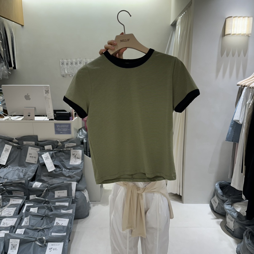 MILLIF韓國直郵實拍女裝新款休閑26春夏時尚26夏季熱賣T恤MILLIFT恤圖色3