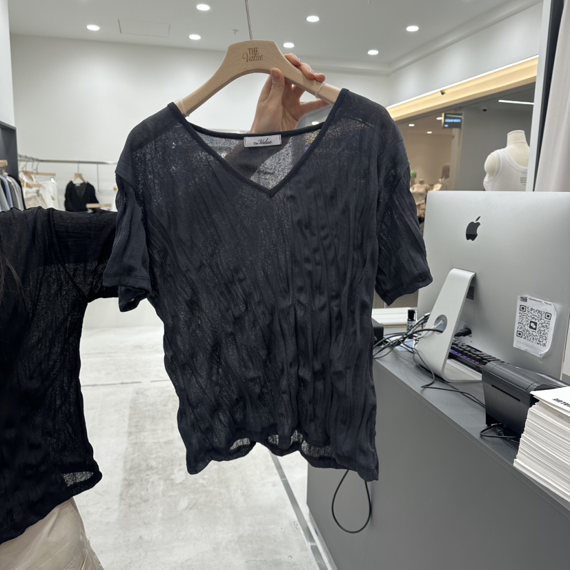 THE VALUE韓國直郵實拍女裝新品26夏季熱賣26春夏人氣T恤THE VALUET恤圖色2墨色