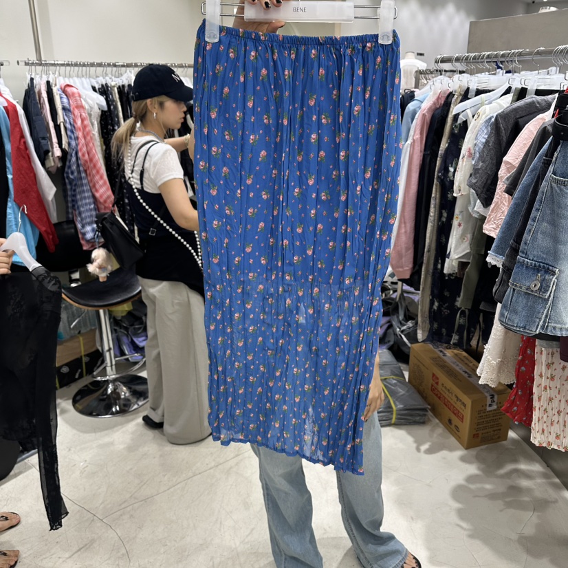 BENE韓國代購女裝新款26春夏休閑推薦熱賣時尚長裙雪紡褶裥BENE長裙圖色3