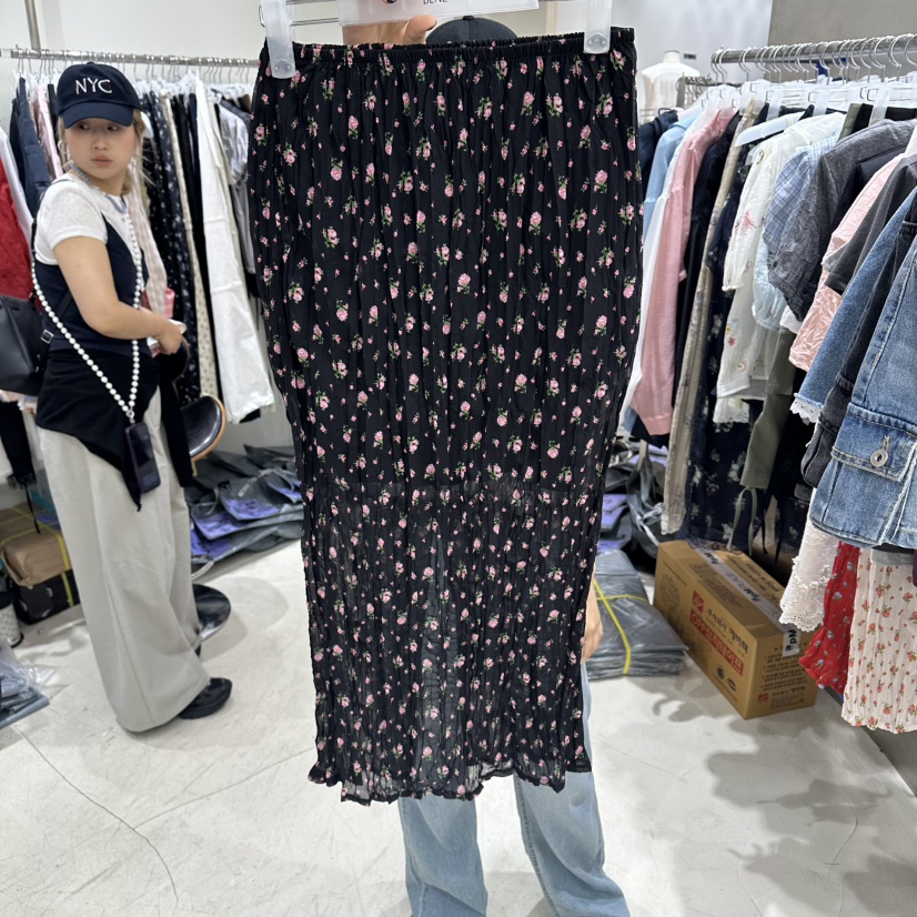 BENE韓國代購女裝新款26春夏休閑推薦熱賣時尚長裙雪紡褶裥BENE長裙圖色4